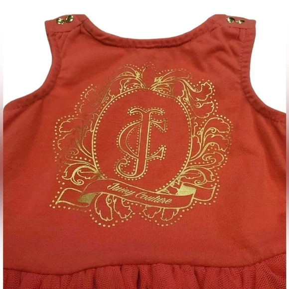 Juicy Couture Tulle Dress Coral  Gold Size 12M - Picture 6 of 9